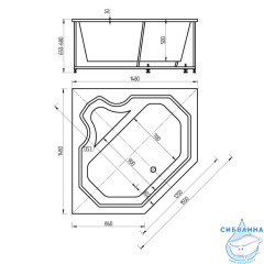 Акриловая ванна Aquatek Лира 150х150 с каркасом