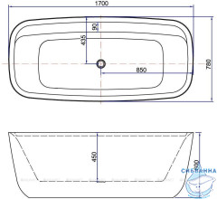 Акриловая ванна Aquanet Family Fine 170x78 (белый глянцевый /черный матовый)