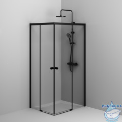 Душевое ограждение AM.PM X-Joy 100х80 W94G-403-10080-BТ профиль черный, стекло прозрачное (без поддона)