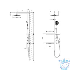 Душевая система Vincea Inspire 300 1 режим VSFS-3I11GM (вороненая сталь)