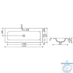 Раковина встраиваемая 121 см Ceramicanova Grace CN7017