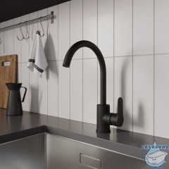 Смеситель для кухни, черный матовый, Poli, Milardo, POLBLJ0M05