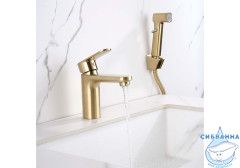 Смеситель с гигиеническим душем Aquatek Ника AQ1812BG (золото шлифованное)