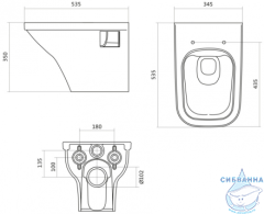 Унитаз подвесной безободковый Santek Лайн 1.WH50.1.574(с сиденьем Soft Close (микролифт)