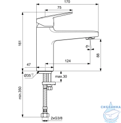Смеситель для раковины Ideal Standard Ceraplan BlueStart BD224AA (без донного клапана) (хром)