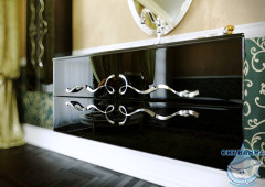 Тумба подвесная Aqwella Clarberg Due Amanti 120 DUE0112BLK черный, ручки хром с раковиной Elegance 120