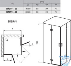 Душевое ограждение Ravak SmartLine SMSRV4 80 профиль хром, стекло прозрачное 1SV44A00Z1 (без поддона)