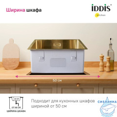 Мойка, нерж.сталь, универсального монтажа, матовое золото, 440*440,  Edifice, IDDIS, EDI44B0i77