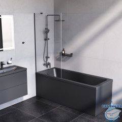 Шторка для ванны AM.PM Gem  80x140 профиль черный, стекло прозрачное W90BS-080-140BT 