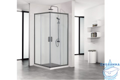 Душевое ограждение Aquatek AQ ARI KV 10020BL 100x100 профиль черный, стекло прозрачное (без поддона)