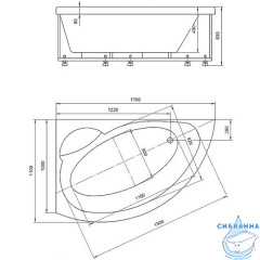 Акриловая ванна Aquatek Аякс  2 L 170х110 с каркасом