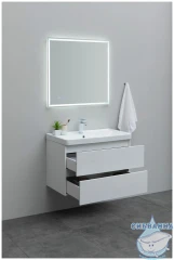 Тумба Aquanet Вега 80 с раковиной Aquanet Ирис 80 белый глянцевый