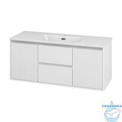 Тумба подвесная Brevita Wine 120 белый матовый с раковиной Brevita Onda 120