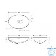 Раковина полувстраиваемая 60 см Calypso CS11249