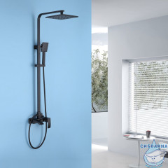 Душевая система Abber Wasserfall 250 1 режим AF8616B (черный матовый)