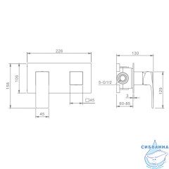 Встраиваемый смеситель для ванны Raglo R01.273.09 (графит)