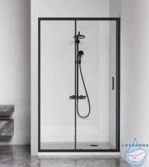 Дверь в нишу Bas Cube WTW-130-C-B профиль черный, стекло прозрачное