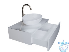 Тумба подвесная 1Marka Nega 60П белый глянец с раковиной Roll 53