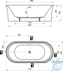 Акриловая ванна Ravak Ypsilon 180x80 XC00100026