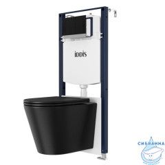 Комплект 3в1: подвесной унитаз черный, инсталляция и клавиша смыва черная, Basic, IDDIS, BASCABBi73