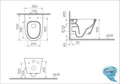 Унитаз подвесной со смывом торнадо VitrA M50 8302B003-6404 с сиденьем Soft Close (микролифт)