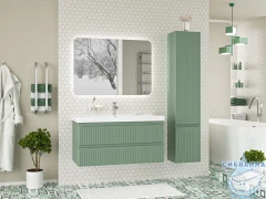 Тумба подвесная Brevita Victory 105 зеленый с раковиной Dreja Luxury 105