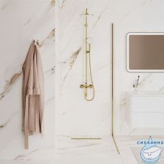 Лоток душевой, сифон 360, комбинированный затвор, перфорированная решетка, 500мм, золото, IDDIS, 975B5MG20DZ