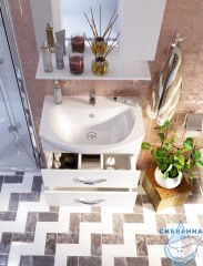 Тумба напольная 1Marka Вита 65 (3 ящика) с раковиной Балтика 65 белый глянец