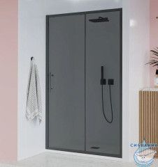 Дверь в нишу Veconi Эво 100 профиль черный, стекло матовое E1-B-100-12-C9