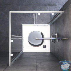 Душевое ограждение AM.PM Gem 90х90 W90G-403-090MT профиль серый, стекло прозрачное (без поддона) (без поддона)