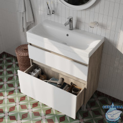 Тумба с умывальником Iddis Zodiac 80 см белый матовый /ясень ZOD8ABFi95