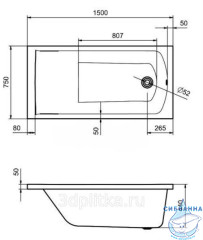 Ванна акриловая Santek Фиджи 150х75