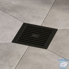 Трап душевой, вертикальный выпуск, сухой затвор, 10х10см, матовый черный, IDDIS, 980CV10BL3DDZ