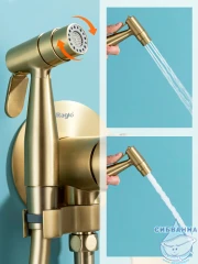 Встраиваемый смеситель с гигиеническим душем Raglo R07.52.03 (сатин золотой)