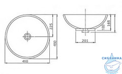 Раковина на столешницу 45 см SSWW CL3001