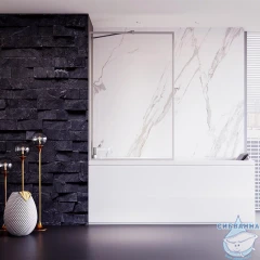 Шторка для ванны Veconi Palau 80x150 профиль хром, стекло прозрачное PL85-80-01-C7