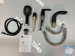 Смеситель для ванны на борт Timo Helmi 4020/03Y с аксессуарами (черный матовый)