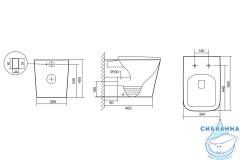 Унитаз приставной Abber Rechteck AC1211 с сиденьем Soft Close (микролифт) (белый)