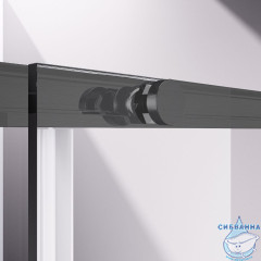 Дверь в нишу Vincea Слим-н 140 профиль вороненая сталь, стекло прозрачное VDS-4SN140CLGM