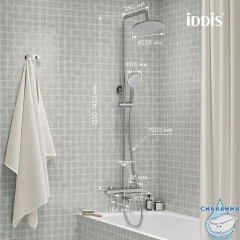 Душевая система с тропическим душем и изливом с термостатом, хром глянцевый, Kero, IDDIS, KERSBSTi06