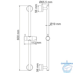 Штанга душевая 60 см WasserKRAFT A122   (хром)