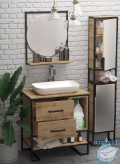 Тумба 1MARKA Grunge Loft 80Н дуб вотан с раковиной Акватон Infinity 60