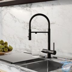 Смеситель для кухни с фильтром и гибким изливом, черный матовый, Ace, IDDIS, ACEBLFFi05