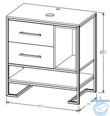 Тумба 1MARKA Grunge Loft 80Н дуб вотан с раковиной Акватон Infinity 60