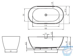 Ванна из искусственного мрамора Riho Bilbao 150x75