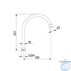 Излив для кухни, J-образный, нержавеющая сталь, 190 мм, поворотный, хром, IDDIS, 995F19C5SM
