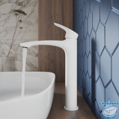 Смеситель для раковины Milardo Rora RORWT01M01 (без донного клапана) (белый матовый)