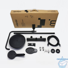 Смеситель термостатический для душа со стойкой и тропической лейкой, черный матовый, Ideal Spa, Milardo, ILSBLTHM89