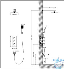 Душевая система Timo Tetra-Thermo SX-0199/17SM 230 1 режим (золото матовое)