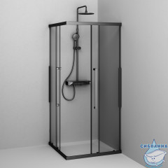 Душевое ограждение AM.PM Func 90x90 W84G-403-9090-BТ профиль черный, стекло прозрачное (без поддона)